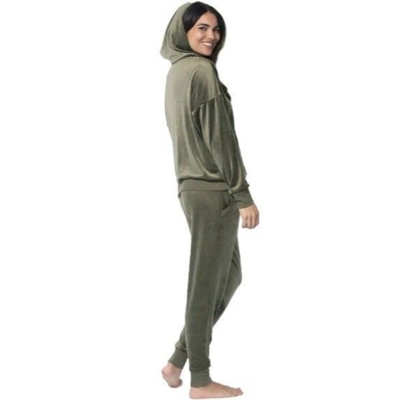 Felina Women's 2-Piece Velour Hoodie & Jogger Set Deep Olive XS NWT - Picture 3 of 3